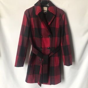 Banana Republic buffalo plaid wool coat size M